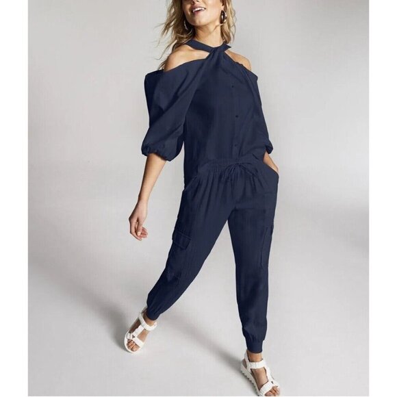 INC International Concepts Utility Jogger Pant Blue Stretch Pockets - Picture 2 of 13